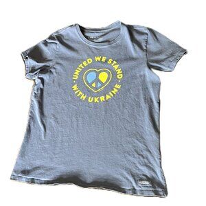 Women's Life is Good Crusher "United We Stand with Ukraine" Cotton T-Shirt/Sz. L